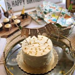 Simple 6" Cake with Buttercream and Edible Gold Sequins
