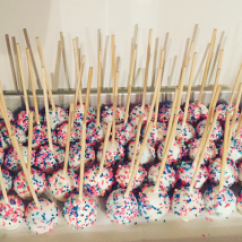 White Chocolate Dipped Cake Pops with Baby Pink & Baby Blue Sprinkle Mix